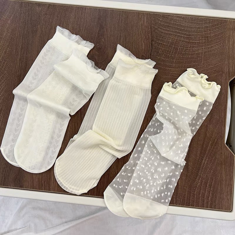 Girls Ruffle Knee High Socks 3-Pack — Soft Lace Princess Socks, Ages 2–12