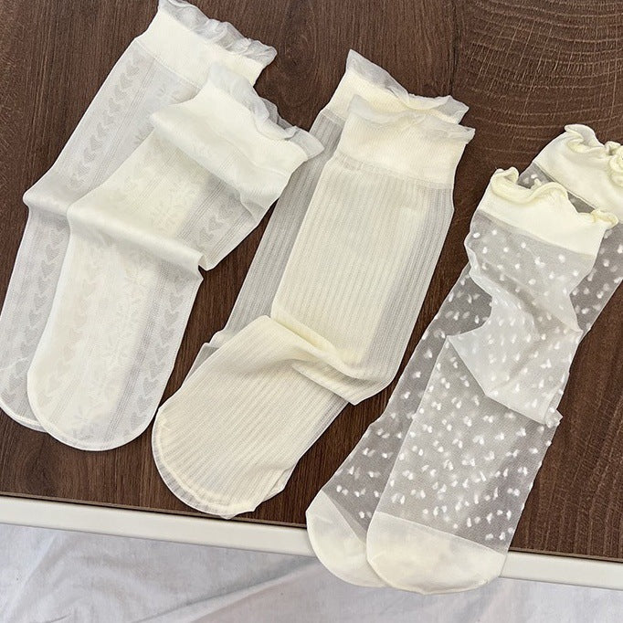 Girls Ruffle Knee High Socks 3-Pack — Soft Lace Princess Socks, Ages 2–12