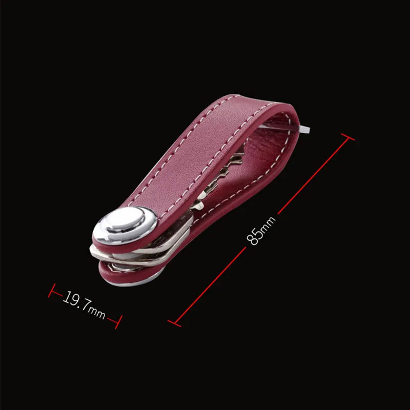 Smart Leather Key Organizer Wallet — Compact Car Key Pouch with Keychain Ring & Hooks