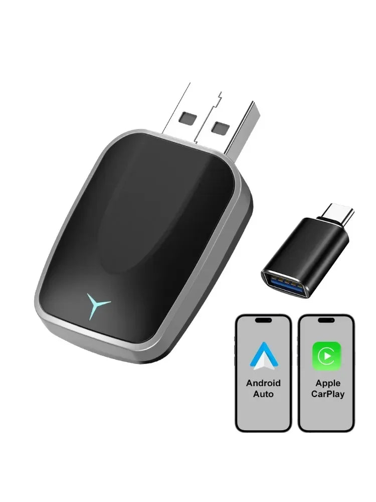 Adaptador inalámbrico para CarPlay y Android Auto — Convertidor Bluetooth Plug & Play para vehículos de 2016 en adelante