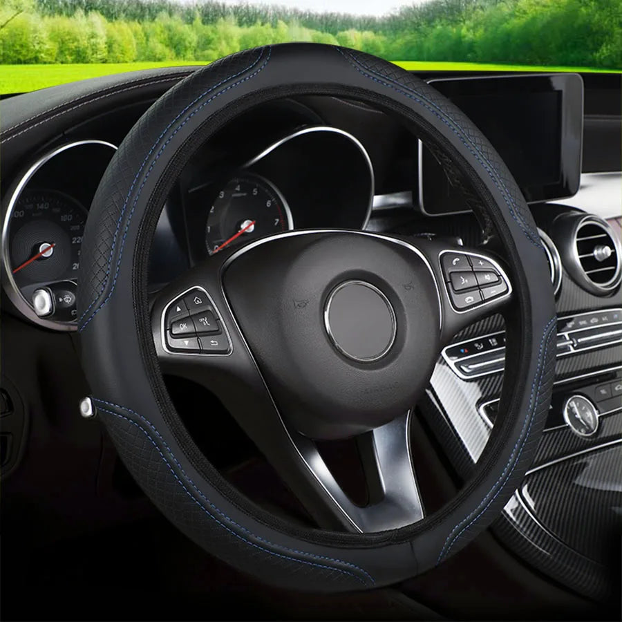 Microfiber Leather Steering Wheel Cover — No Inner Ring, Anti-Slip Breathable Universal Fit