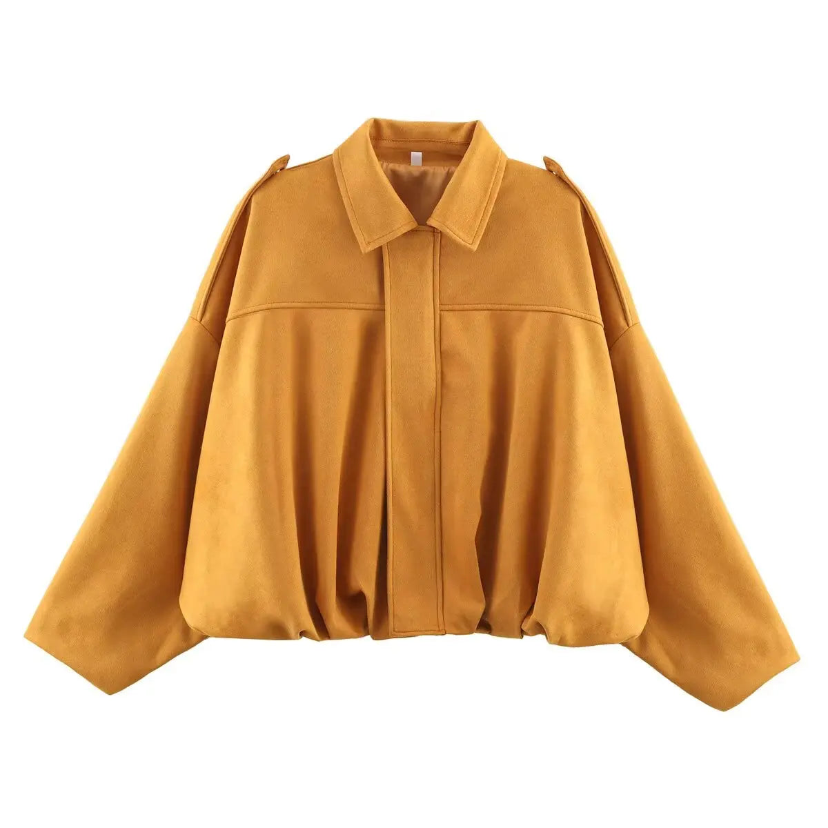 Vintage Women’s Oversize Bomber Jacket — Elegant Loose Fit Green Zip-Up Outerwear