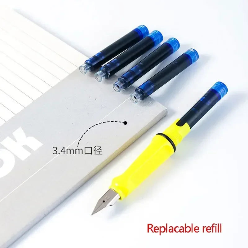 53-Piece Fountain Pen & Ink Refill Set — 3 Pens + 50 Ink Cartridges in Black, Blue & Red