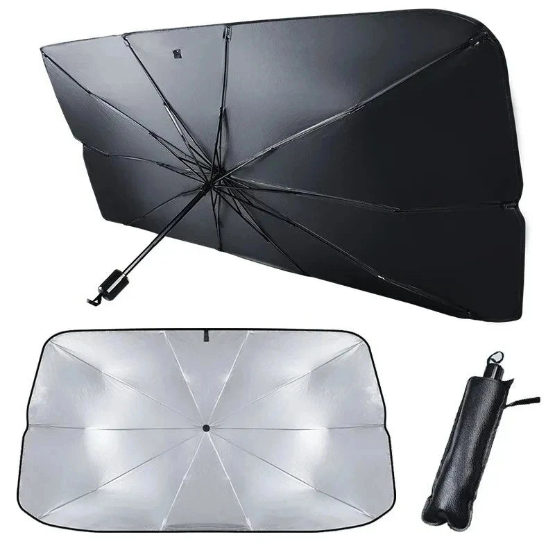 Parasol para parabrisas de coche — Plata titanio, engrosado, plegable, protección UV