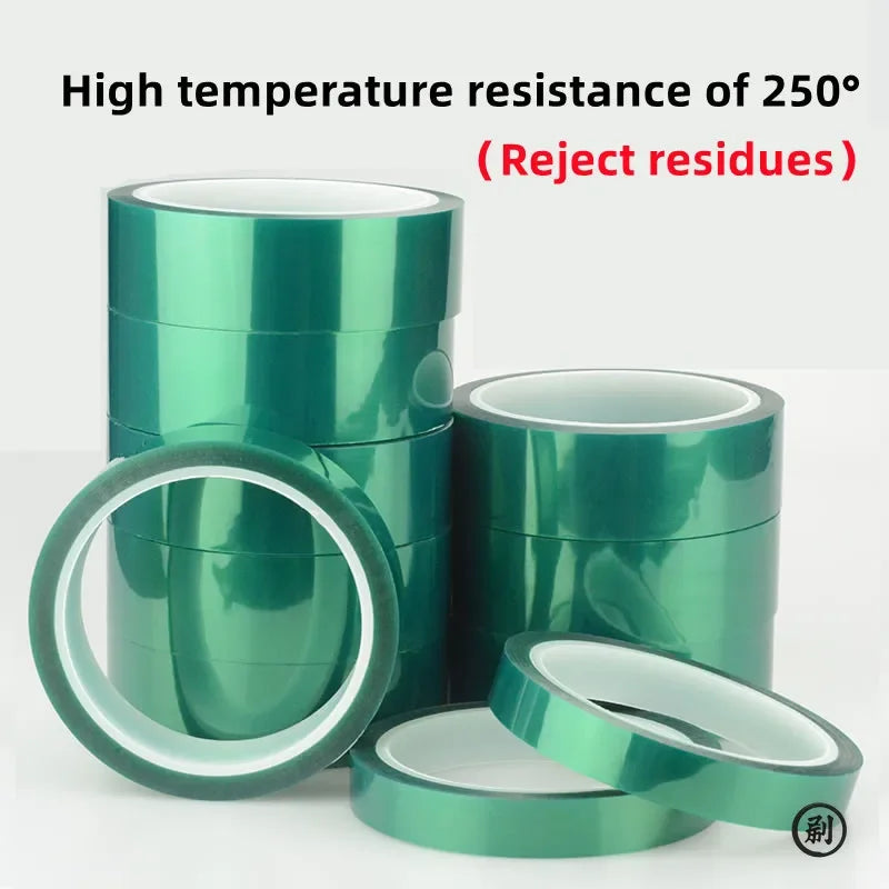 Hi-Temp Green PET Masking Tape — 33M, Heat Resistant to 180°C for Powder Coating & PCB Work