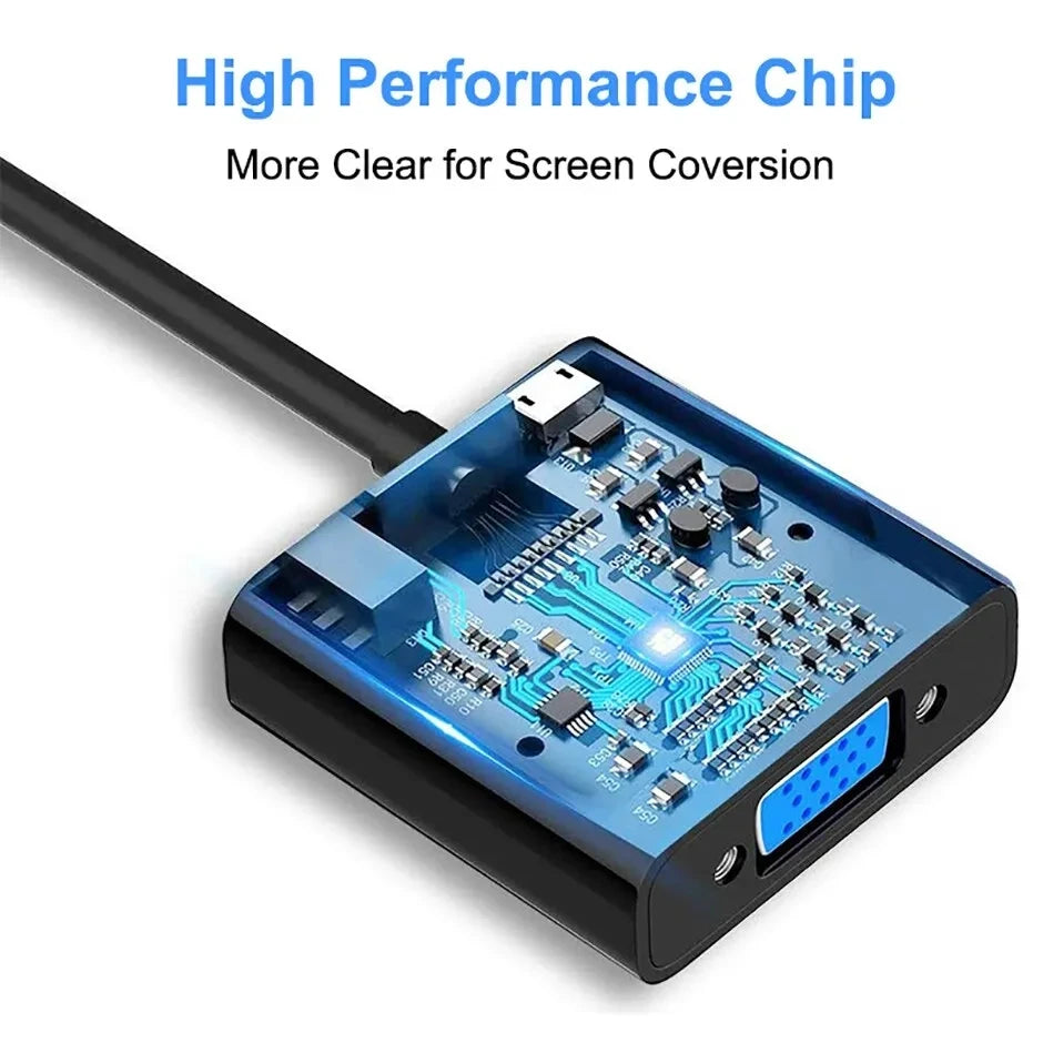 HDMI to VGA Adapter Cable — 1080P Full HD Male to Female Converter for Laptop, PC & PS4