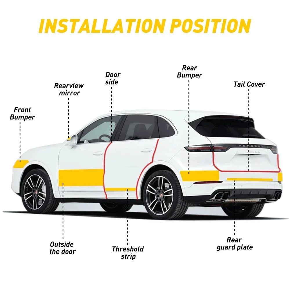 Cinta Protectora para Puertas de Coche de Nanofibra de Carbono — Tira Adhesiva Impermeable Antirrayas 1–5m