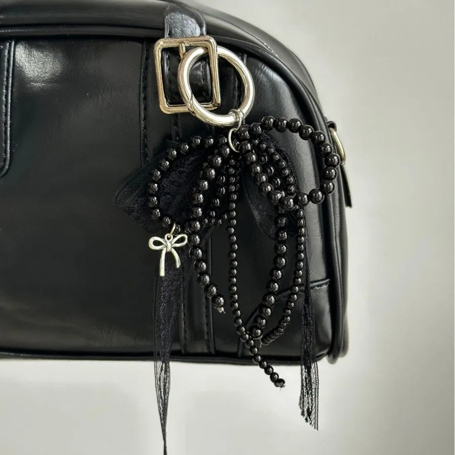 Pearl Lace Bow Pendant — Bag Charm & Key Chain Accessory