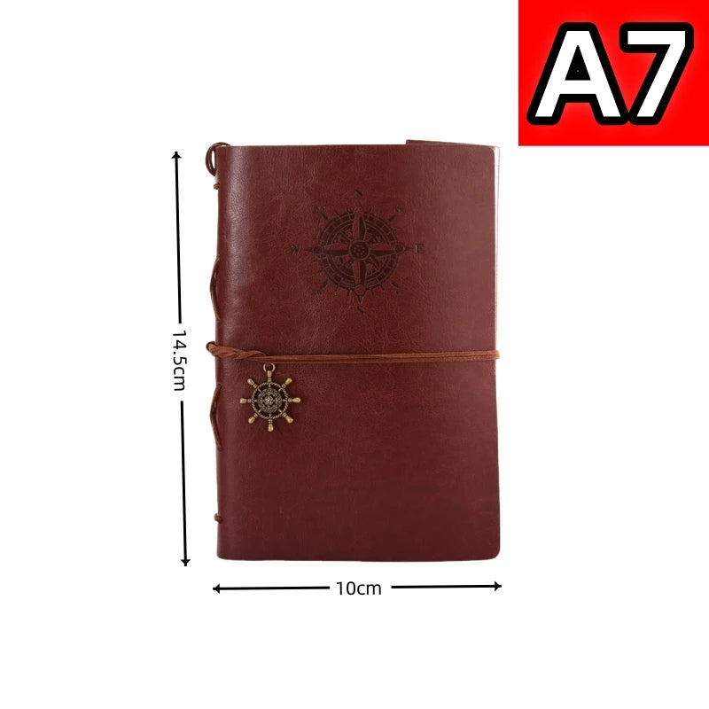 Retro PU Leather Traveler Notebook — Soft Cover Kraft Paper Diary for Kids & Adults, 14x10cm