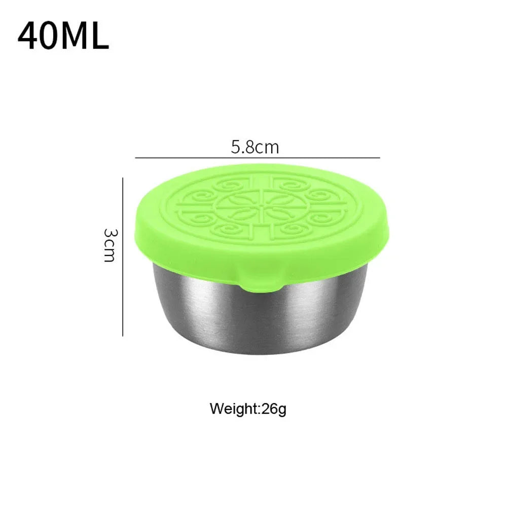 Stainless Steel Salad Dressing Container — 40ml Leakproof Reusable Cup with Silicone Lid