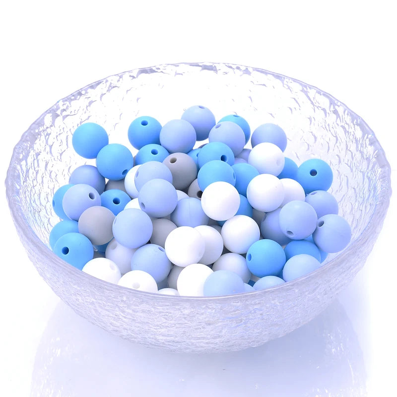 Cuentas de silicona para mordedor de bebé, paquete de 50 unidades, redondas de 12 mm, cuentas de chupete DIY sin BPA