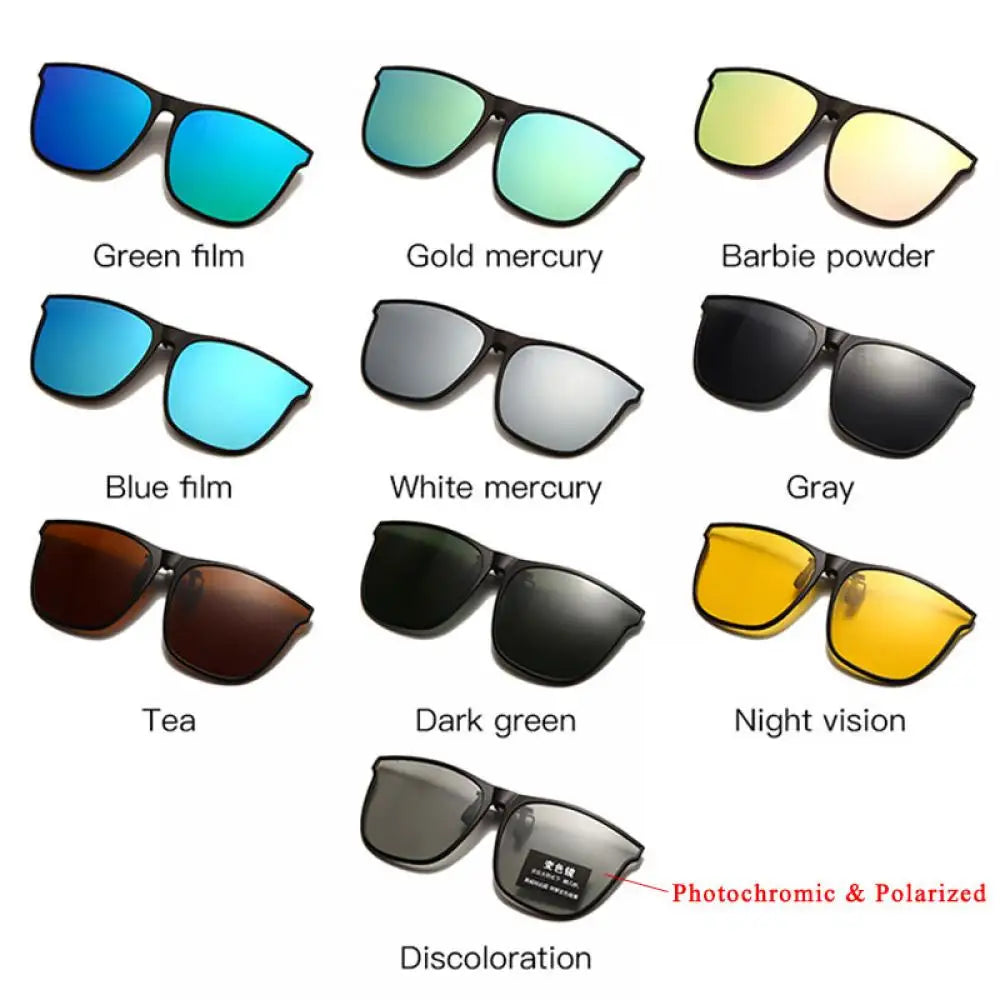 Gafas de sol polarizadas fotocromáticas de clip — Cuadradas, antideslumbrantes UV400, estilo vintage