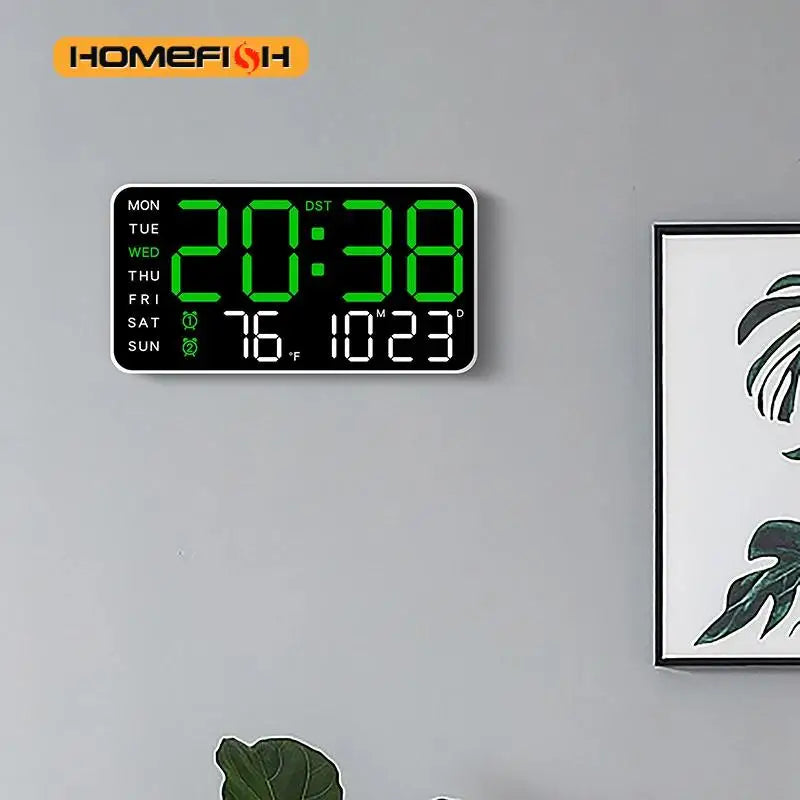 Reloj de Pared Digital LED Gigante — Hora, Temperatura, Fecha y Alarma