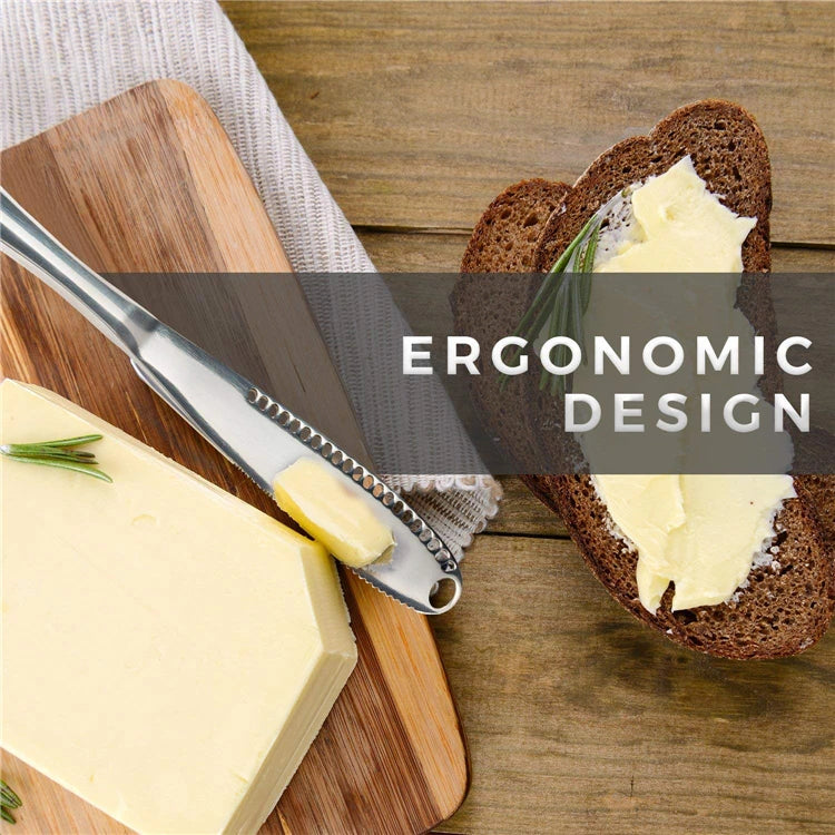 3-in-1 Stainless Steel Butter & Cheese Knife — Spreader, Cutter & Scraper Kitchen Tool