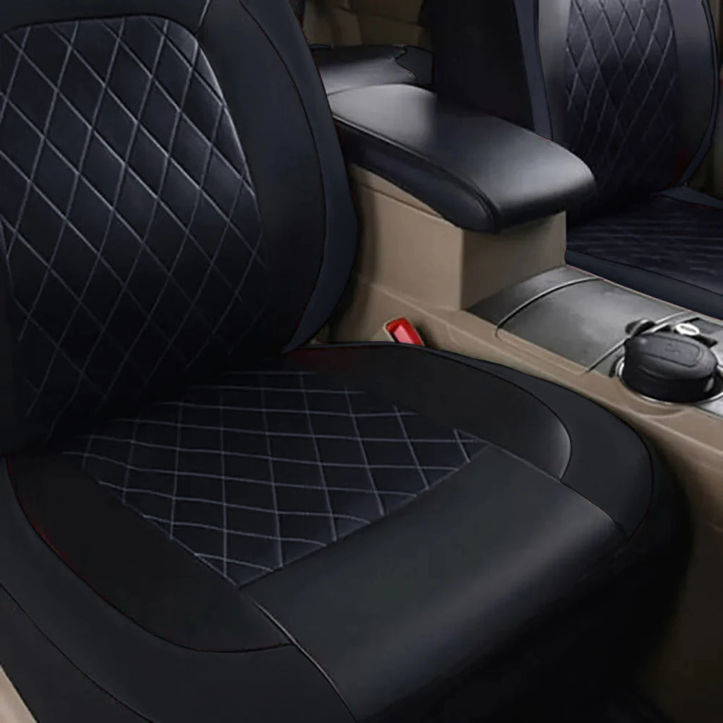 Quilted PU Leather Car Seat Cover Set — Full 9-Piece Waterproof Universal Fit for Sedan, SUV & Truck