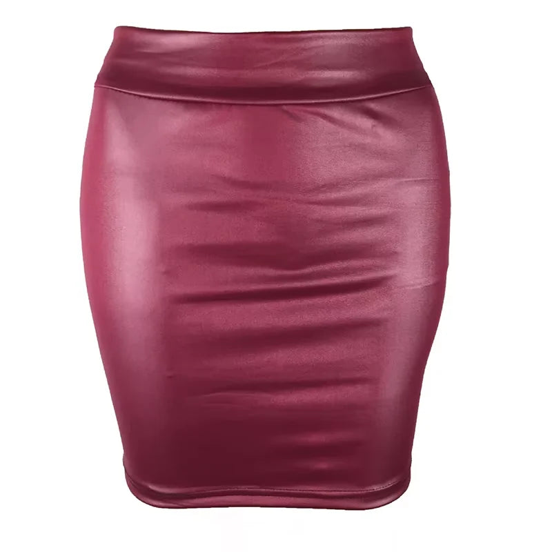High-Waist Faux Leather Mini Skirt — Bodycon Pencil Style