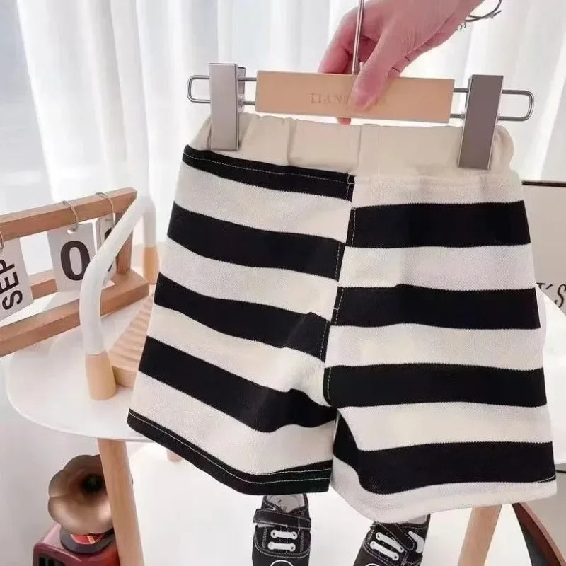 Kids Striped T-Shirt & Shorts Set — Summer Unisex Casual Tracksuit for Boys & Girls