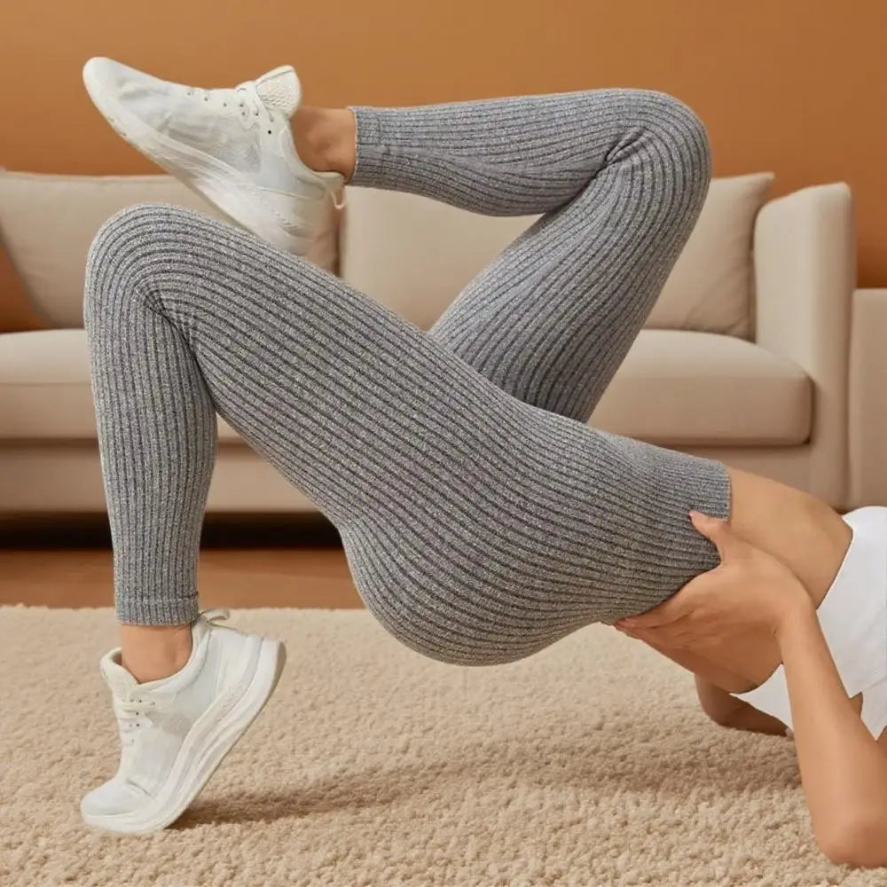 LLHOSO Leggings de yoga sin costuras para mujer — Cintura alta, control de abdomen, efecto levantamiento de glúteos, pantalones de gimnasio