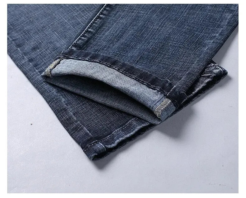 WTHINLEE Men’s Slim Straight Business Jeans — Stretch Denim Casual Work Trousers in Blue & Black