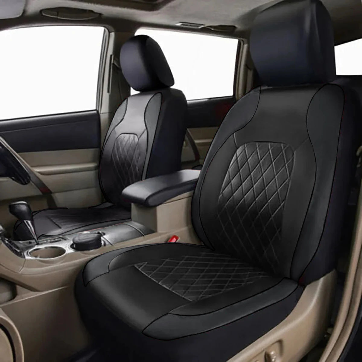 Quilted PU Leather Car Seat Cover Set — Full 9-Piece Waterproof Universal Fit for Sedan, SUV & Truck