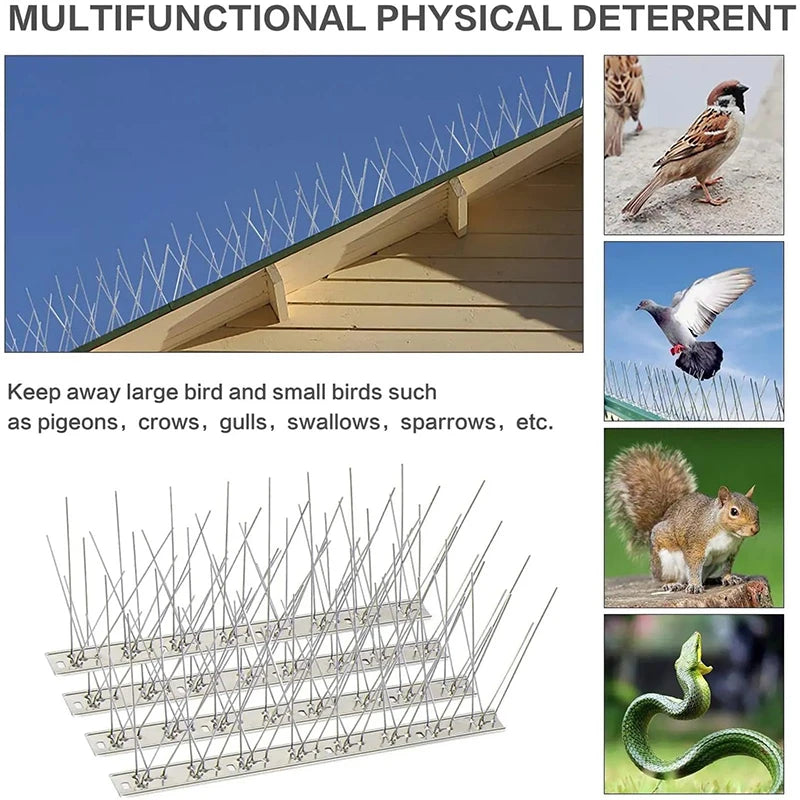 Púas Ahuyentadoras de Aves de Acero Inoxidable — Disuasorio Humano para Palomas y Aves en Balcones y Techos