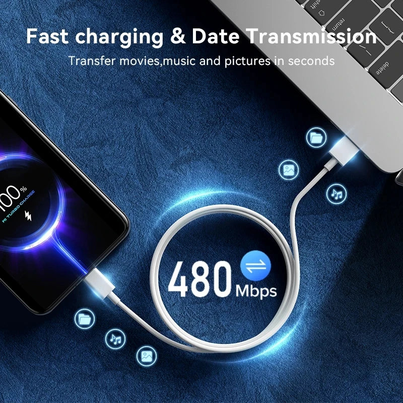 Xiaomi 67W USB Super Fast Charger — 6A Type-C Cable for Mi 12, 11, POCO X4/X5 & More