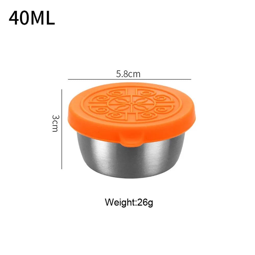 Stainless Steel Salad Dressing Container — 40ml Leakproof Reusable Cup with Silicone Lid