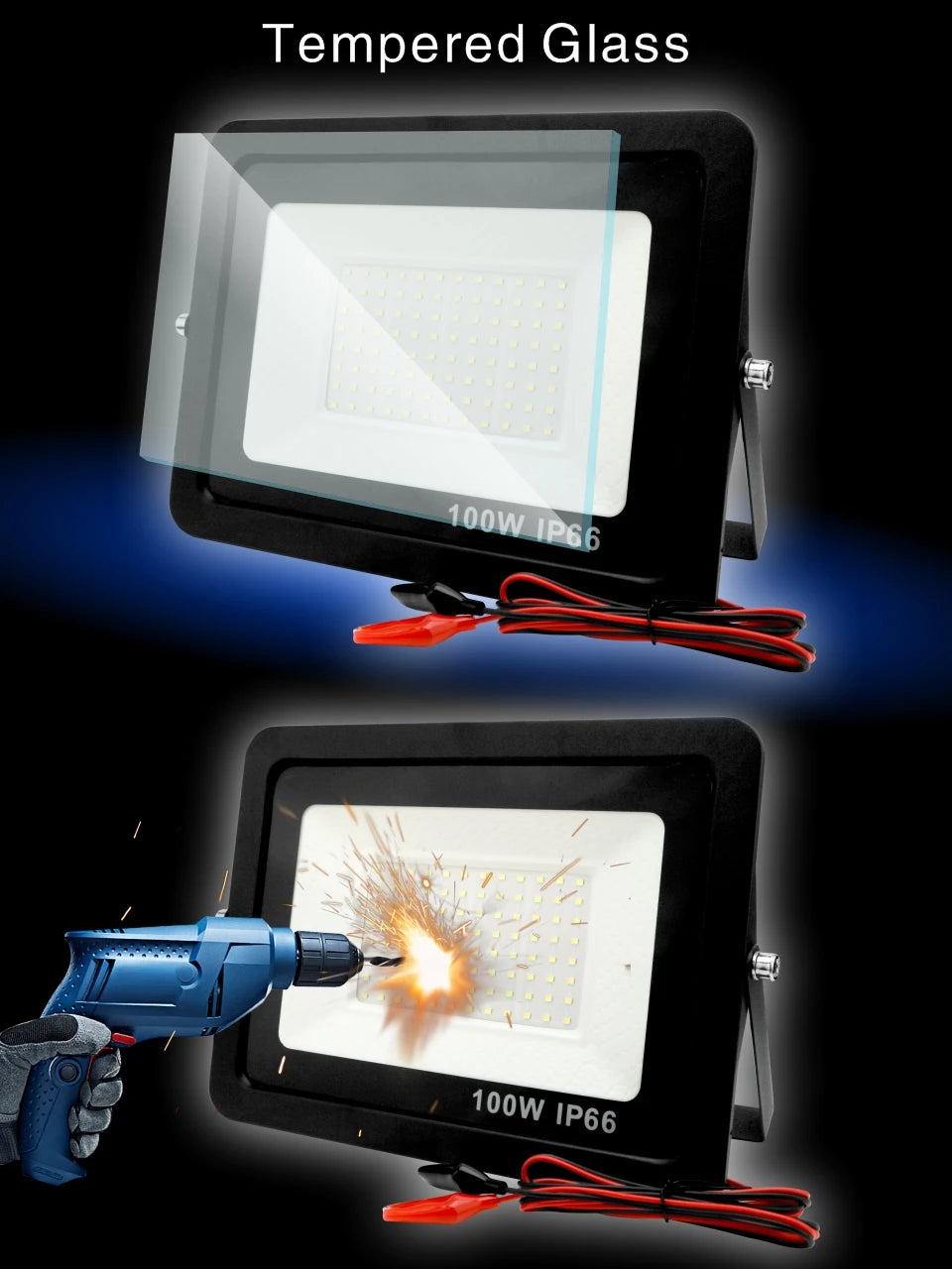 DC 12V LED Flood Light — 20W/30W/50W/100W Waterproof Outdoor Spotlight IP66