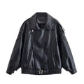 Chaqueta de polipiel con cremallera para mujer — Estilo informal urbano