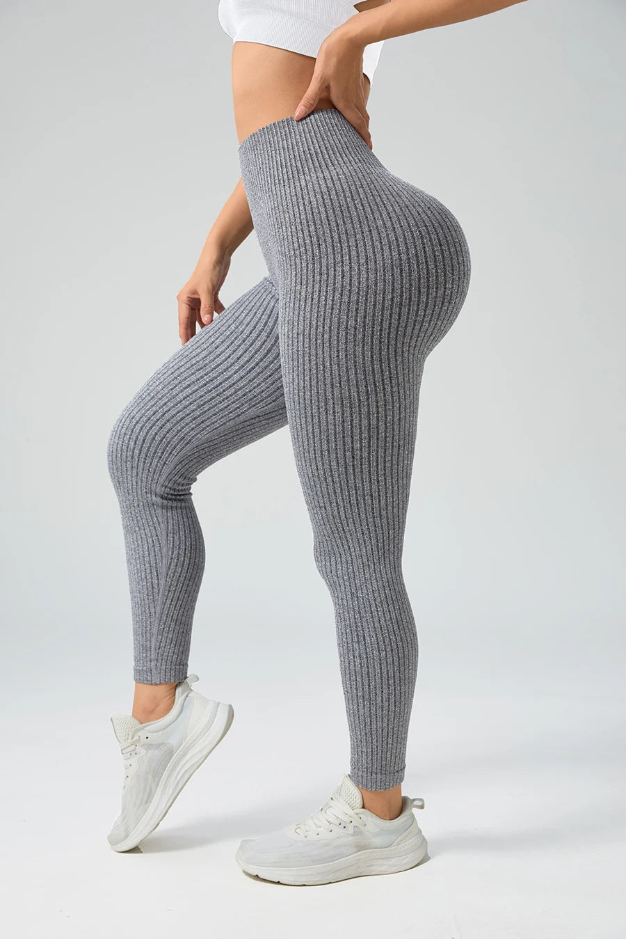 LLHOSO Leggings de yoga sin costuras para mujer — Cintura alta, control de abdomen, efecto levantamiento de glúteos, pantalones de gimnasio