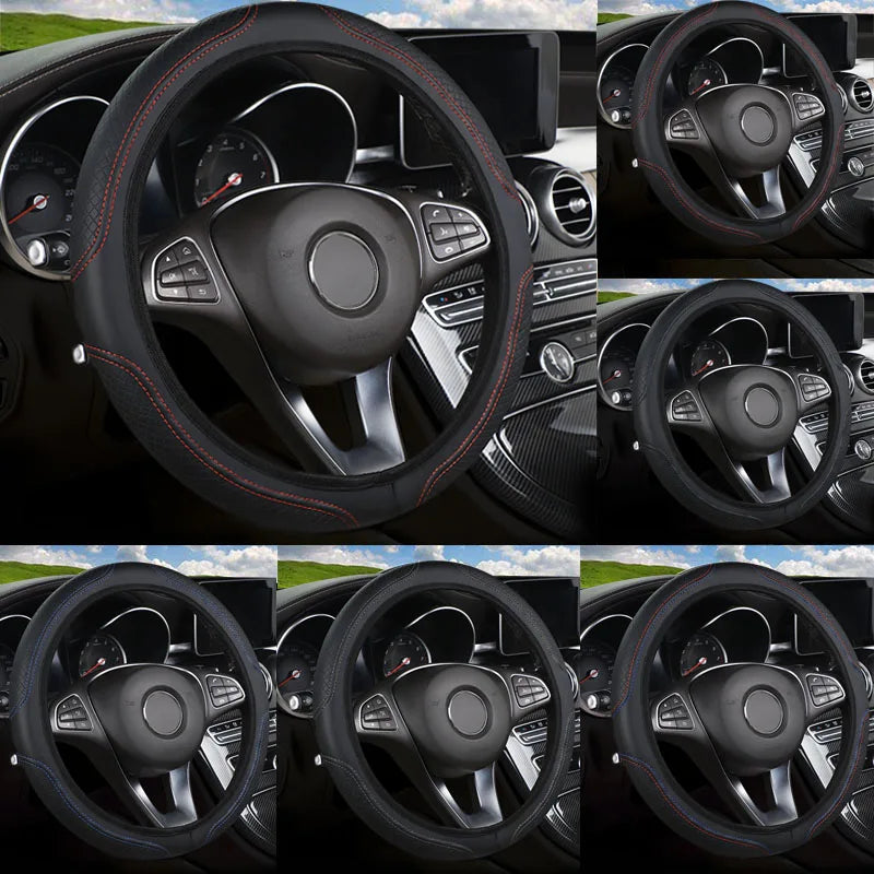 Microfiber Leather Steering Wheel Cover — No Inner Ring, Anti-Slip Breathable Universal Fit
