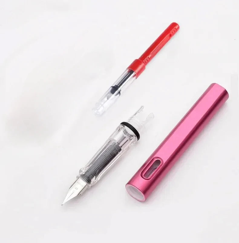 53-Piece Fountain Pen & Ink Refill Set — 3 Pens + 50 Ink Cartridges in Black, Blue & Red