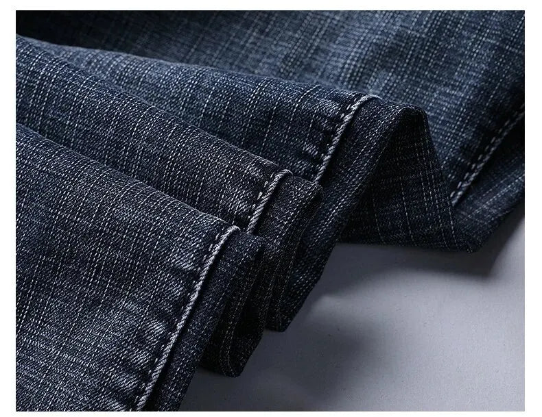 WTHINLEE Men’s Slim Straight Business Jeans — Stretch Denim Casual Work Trousers in Blue & Black