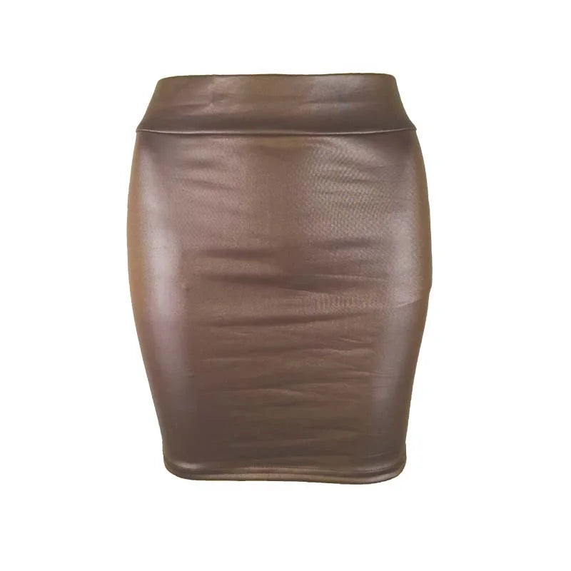 Women’s High-Waist Faux Leather Mini Skirt — Slim Fit Bodycon Pencil Skirt for Office & Clubwear