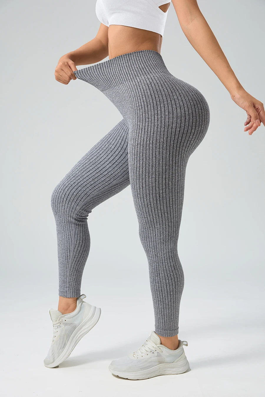 LLHOSO Leggings de yoga sin costuras para mujer — Cintura alta, control de abdomen, efecto levantamiento de glúteos, pantalones de gimnasio