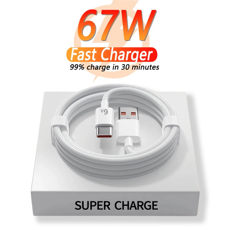 Xiaomi 67W USB Super Fast Charger — 6A Type-C Cable for Mi 12, 11, POCO X4/X5 & More