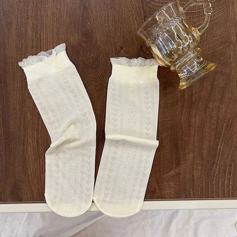 Girls Ruffle Knee High Socks 3-Pack — Soft Lace Princess Socks, Ages 2–12