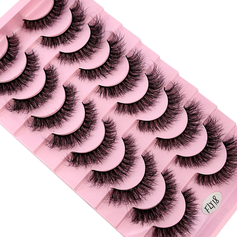 Faux Mink False Lashes — 10 Pairs Natural & Wispy Handcrafted Eyelashes