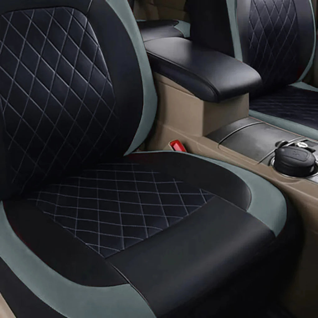Quilted PU Leather Car Seat Cover Set — Full 9-Piece Waterproof Universal Fit for Sedan, SUV & Truck