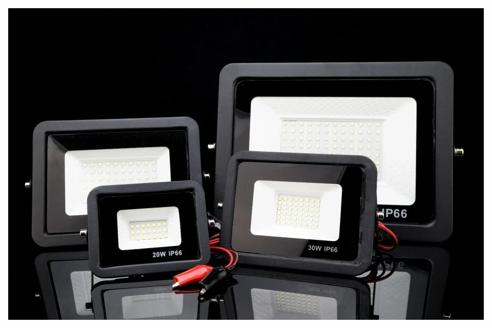 DC 12V LED Flood Light — 20W/30W/50W/100W Waterproof Outdoor Spotlight IP66