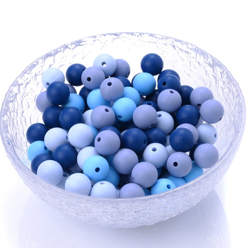 Cuentas de silicona para mordedor de bebé, paquete de 50 unidades, redondas de 12 mm, cuentas de chupete DIY sin BPA