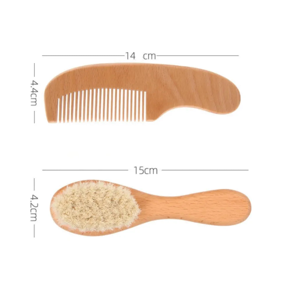 Baby Beech Wood Brush & Comb Gift Set — Gentle 2-Piece Hair Care Set for Newborns & Toddlers