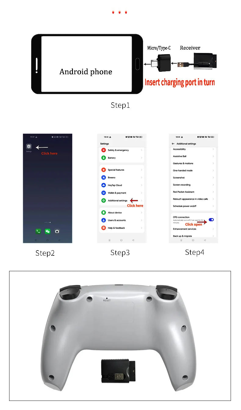 Mando inalámbrico para juegos — Gamepad 2.4G para PS1, PS2, PS3, PC y Android