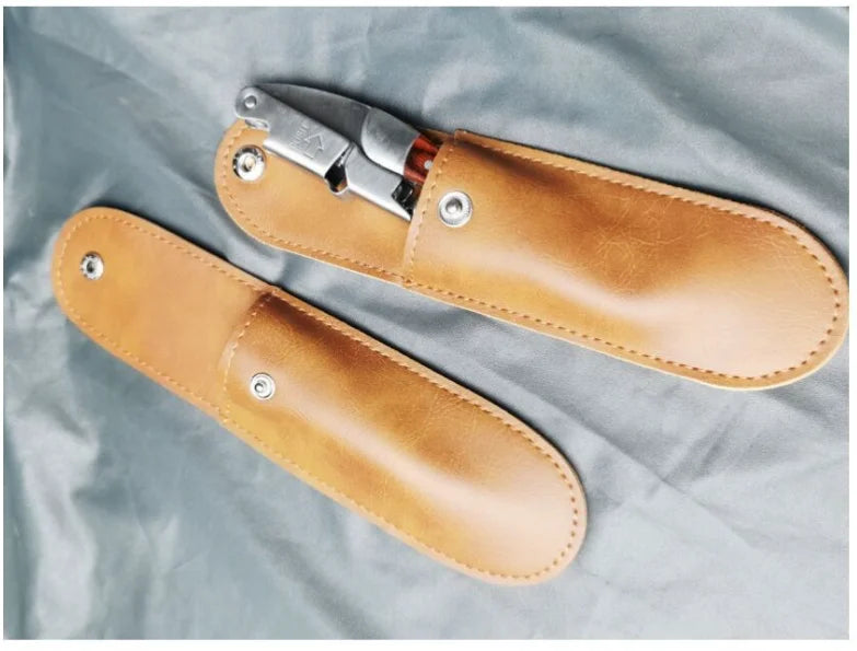 Leather Folding Knife Sheath with Flashlight Holder — Belt Loop & Pocket Carry