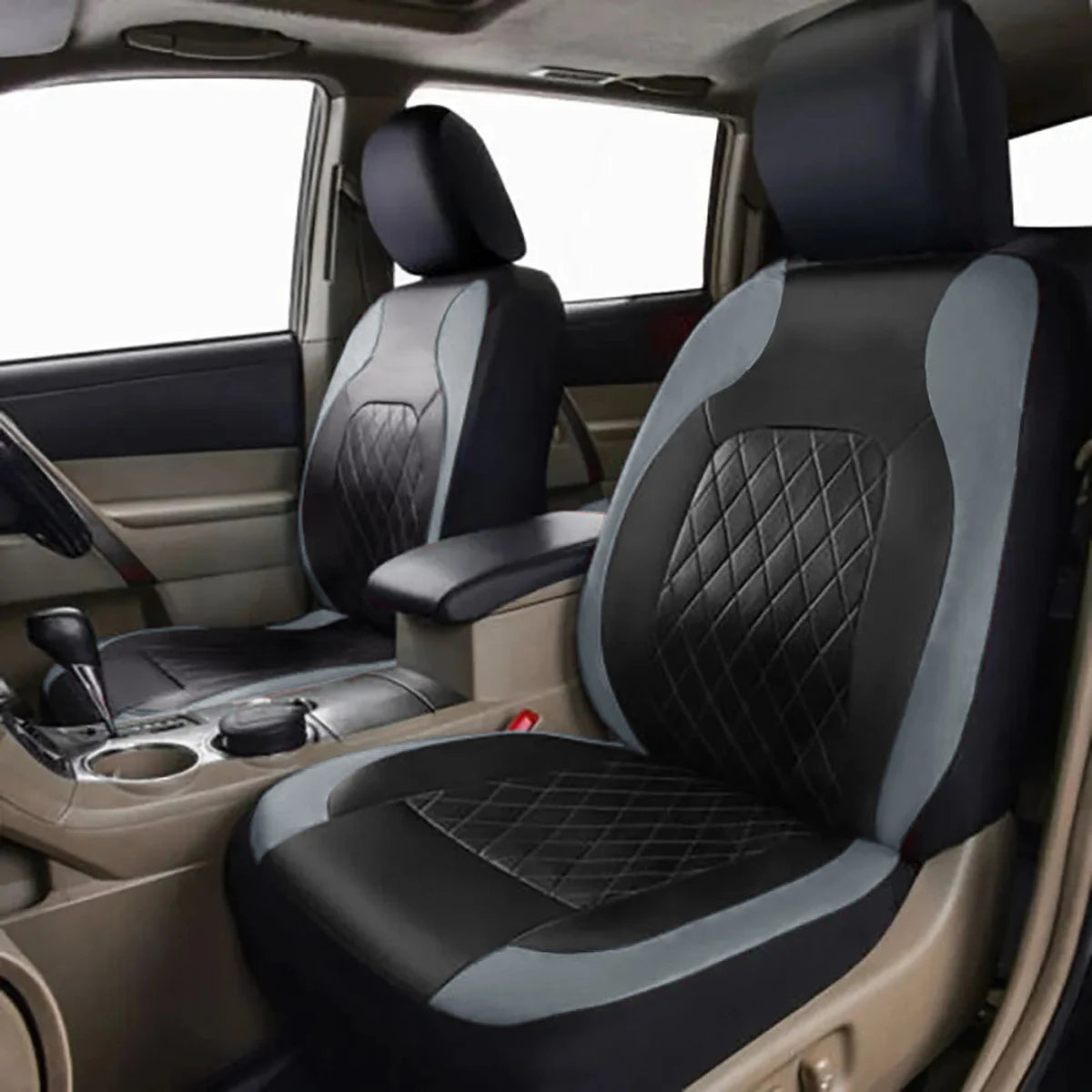 Quilted PU Leather Car Seat Cover Set — Full 9-Piece Waterproof Universal Fit for Sedan, SUV & Truck