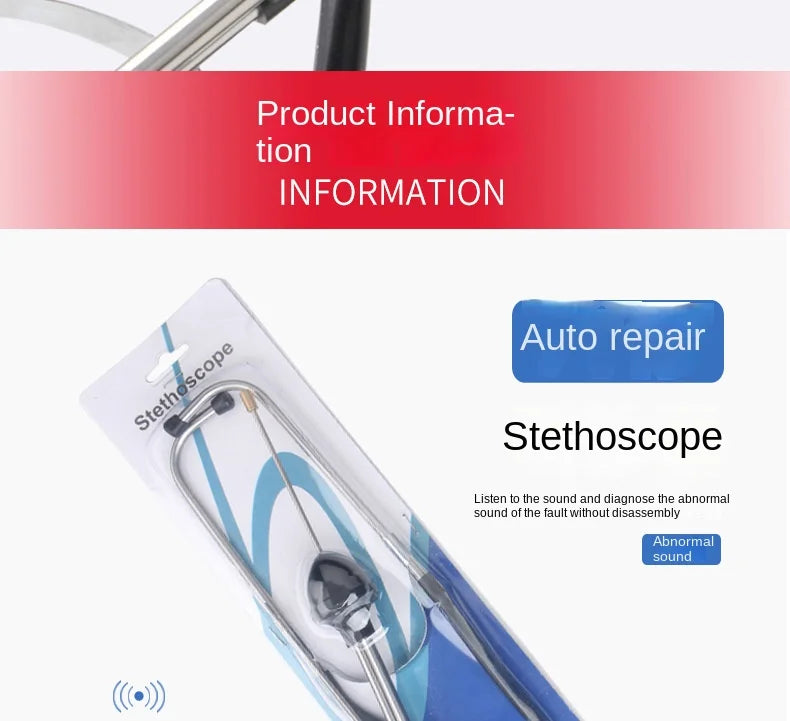 Estetoscopio de Cilindros de Motor Automotriz — Herramienta de Diagnóstico Auditivo para Mecánicos para Bloques de Motor de Automóviles