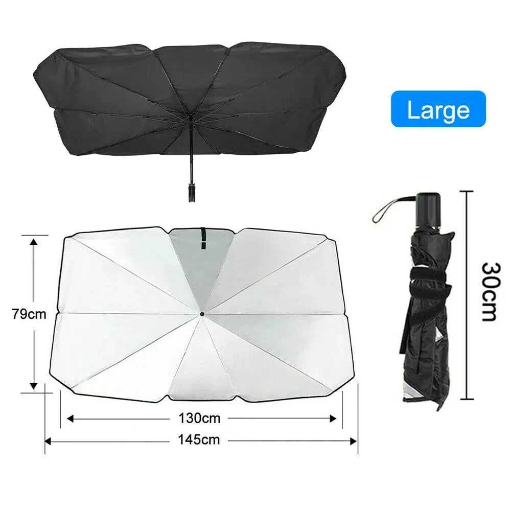 Parasol para parabrisas de coche — Plata titanio, engrosado, plegable, protección UV