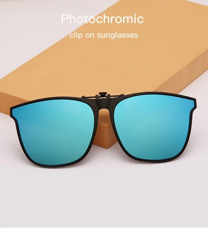 Gafas de sol polarizadas fotocromáticas de clip — Cuadradas, antideslumbrantes UV400, estilo vintage