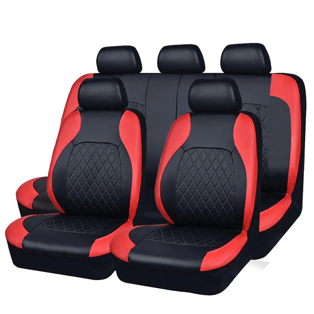 Quilted PU Leather Car Seat Cover Set — Full 9-Piece Waterproof Universal Fit for Sedan, SUV & Truck