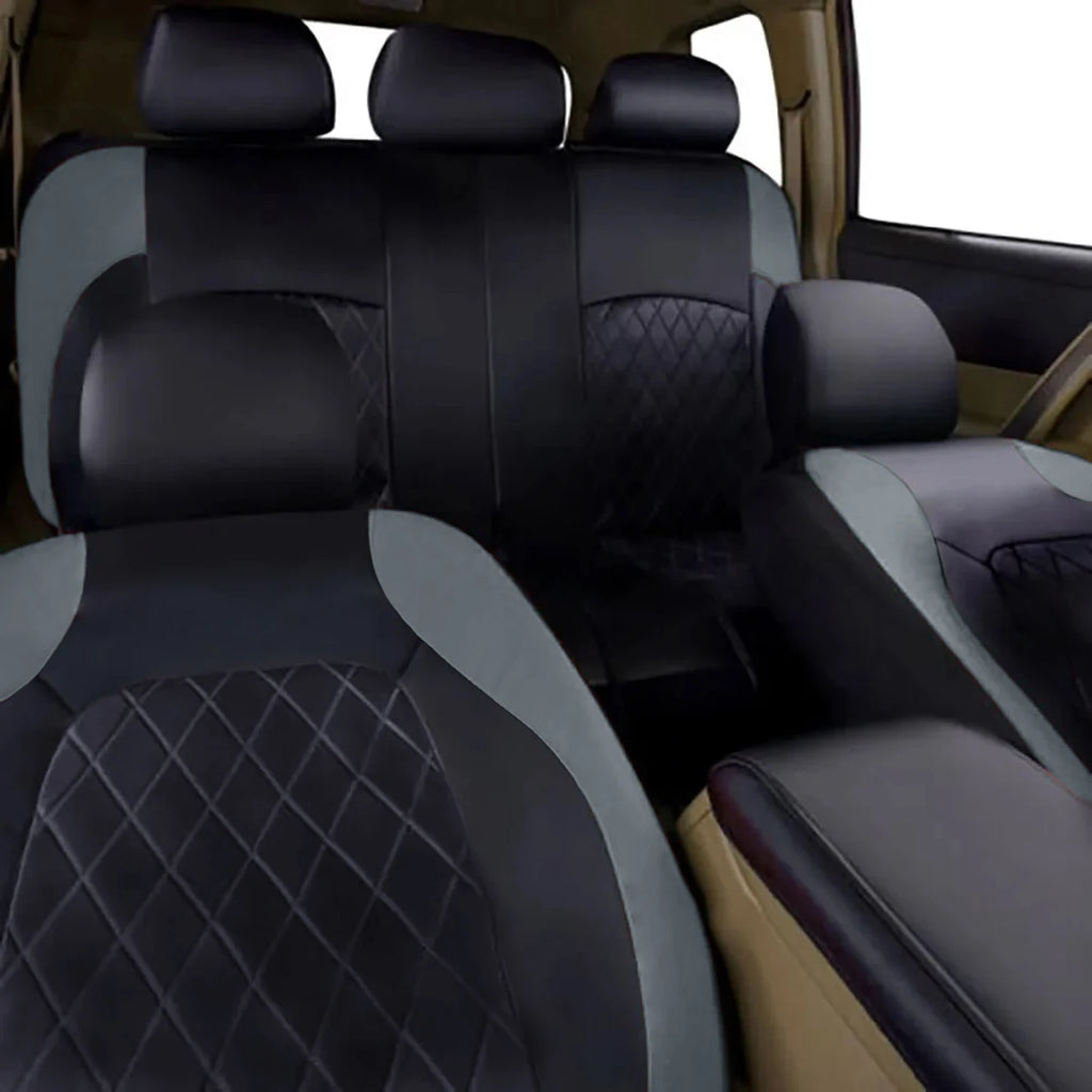 Quilted PU Leather Car Seat Cover Set — Full 9-Piece Waterproof Universal Fit for Sedan, SUV & Truck